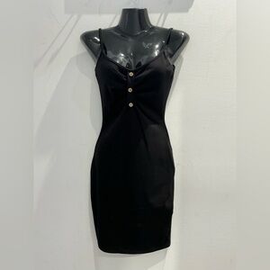 Elegant Black Button-Detail Dress